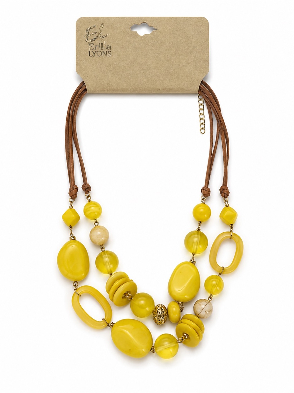 Erica Lyons Bright Yellow Multi-Bead Layered Necklace